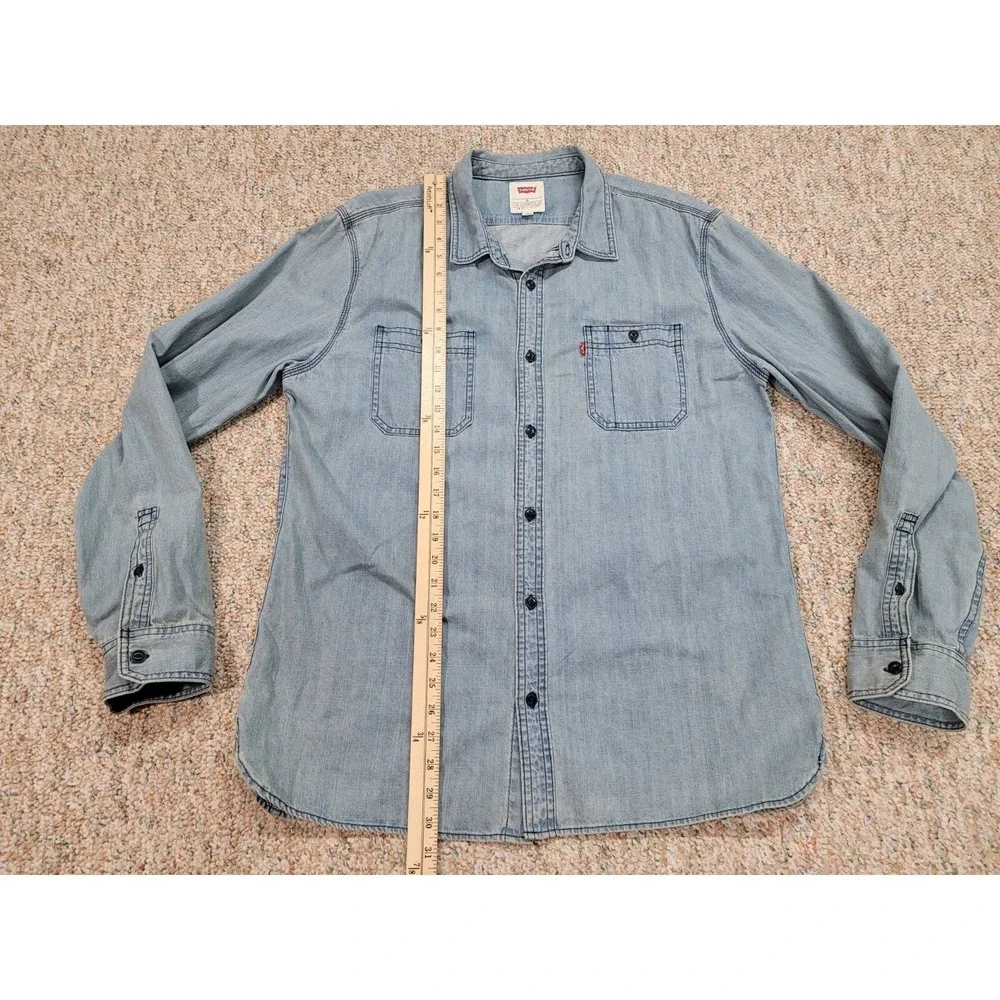 Levis Shirt Mens XL‎ Blue Denim Button Up Long Sleeve Casual Western Country